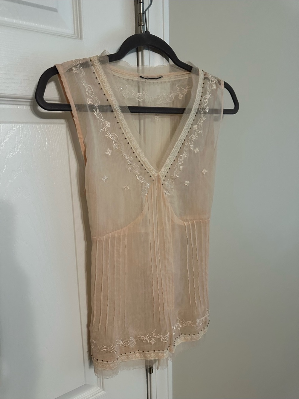 Vintage Y2K Sheer Embroidered Top